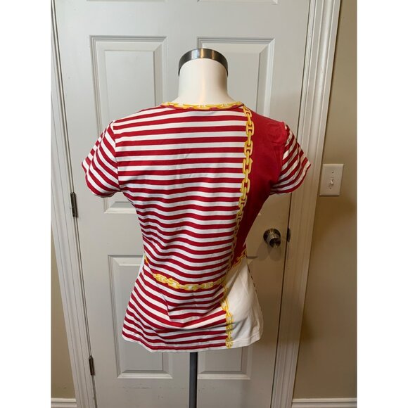 J. McLaughlin Red White Striped Chain Short Sleeve Top, Size S - Picture 4 of 5